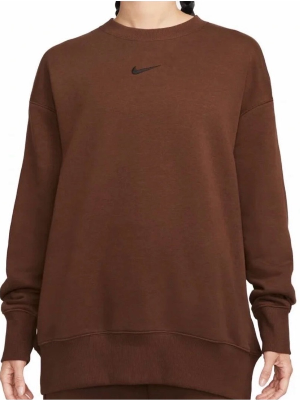 Nike Phoenix Fleece Oversized Sweatshirt Size XL in Cacao Brown & Black